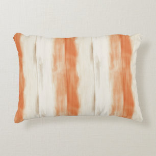 Cream Peach Orange Stripes Accent Pillow