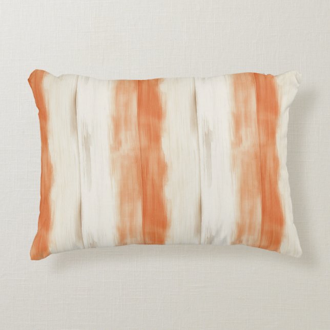 Cream Peach Orange Stripes   Accent Pillow (Front)