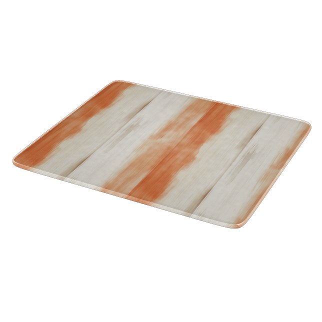Cream Peach Orange Stripes   Cutting Board (Corner)