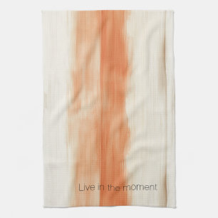 Cream Peach Orange Stripes Kitchen Towel