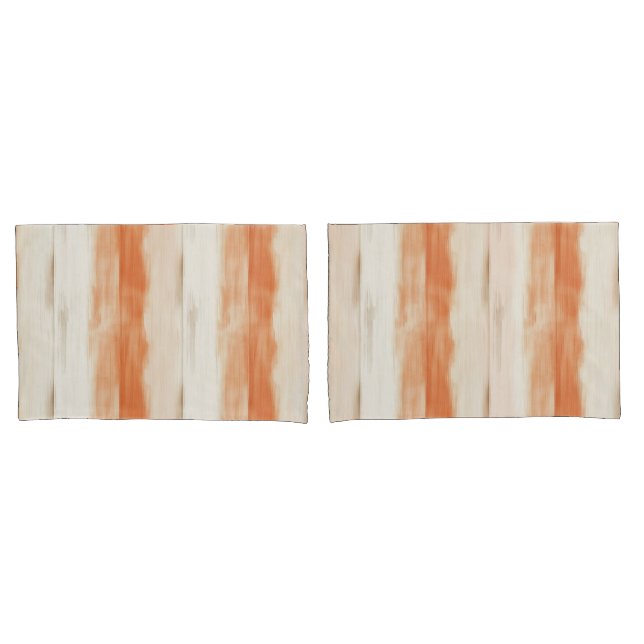 Cream Peach Orange Stripes   Pillowcase (Front-Set)