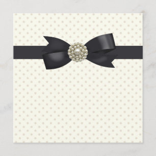 Cream Pearl Bow Black Tie Party and Event Invitation