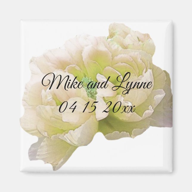 Cream Peony Floral Magnet (Front)