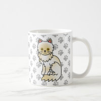 Cream Persian Cute Cartoon Cat Illustration