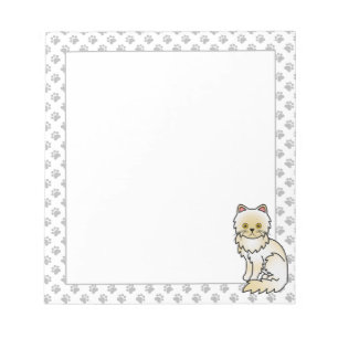 Cream Persian Cute Cartoon Cat Illustration Notepad