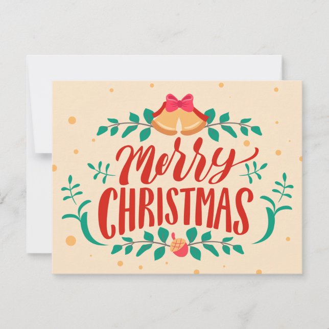 Cream Persian Green Merry Christmas  Holiday Card (Front)