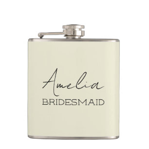 Cream Personalized Bridesmaid Hip Flask