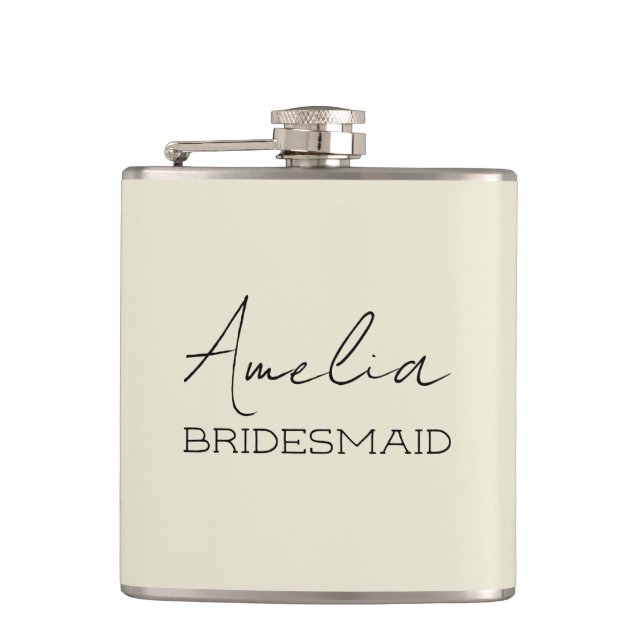 Cream Personalized Bridesmaid Hip Flask (Front)