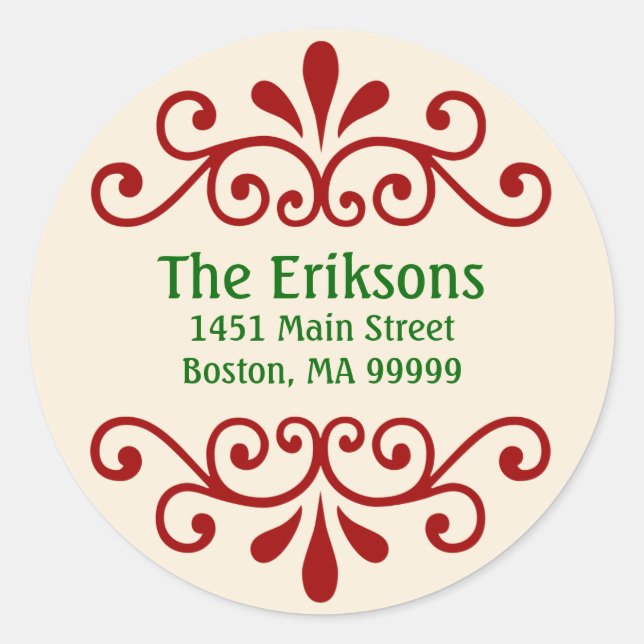 Cream Personalized Christmas Address Labels (Front)
