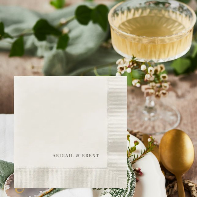 Cream Personalized Coined Wedding Cocktail Napkin (Creator Uploaded)