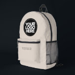 Cream | Personalized Corporate Logo and Text Printed Backpack<br><div class="desc">Classic Cream Colour | Personalized Corporate Logo and Text Modern Business Printed Backpack</div>