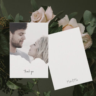 Cream Personalized Couple Photo Wedding Thank You Card