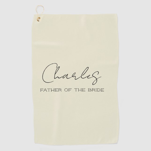Cream Personalized Father of the Bride Golf Towel (Front)