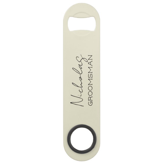 Cream Personalized Groomsman Bar Key (Front)