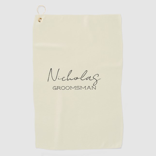 Cream Personalized Groomsman Golf Towel (Front)