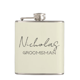 Cream Personalized Groomsman Hip Flask