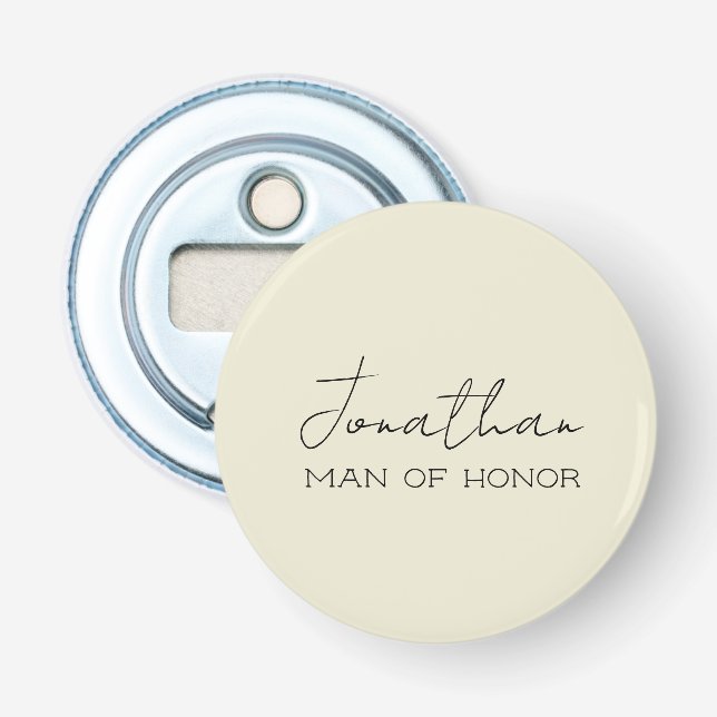 Cream Personalized Man of Honour  Bottle Opener (Front)