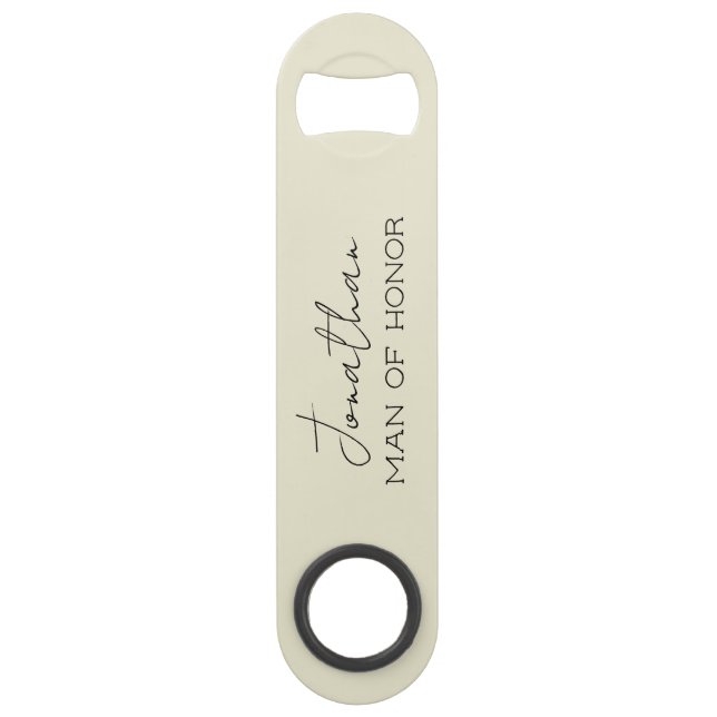 Cream Personalized Man of Honour Bottle Opener  Bar Key (Front)