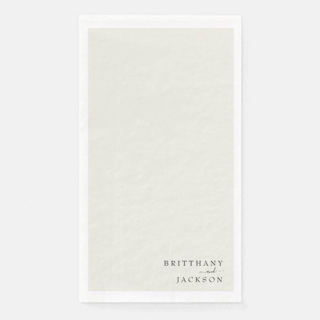 Cream Personalized Wedding Napkin (Front)