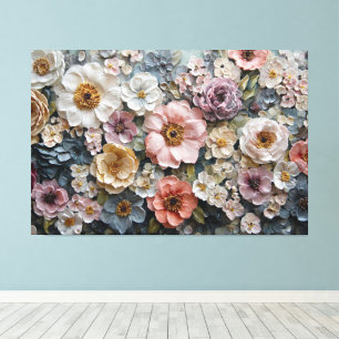 Cream, Pink, and Lavender Bouquet – Abstract Wall Canvas Print