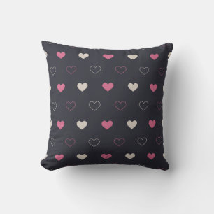 Cream & Pink Heart Seamless Pattern Cute Minimal Throw Pillow