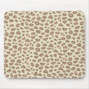 Cream Pink Leopard Print Mouse Pad