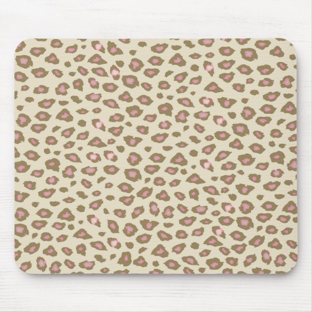 Cream Pink Leopard Print Mouse Pad (Front)