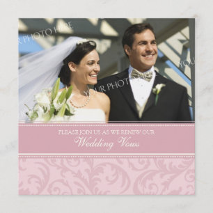 Cream Pink Photo Wedding Vow Renewal Invitations