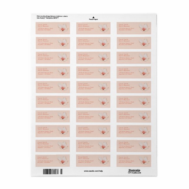Cream pink with orange text return address  (Full Sheet)