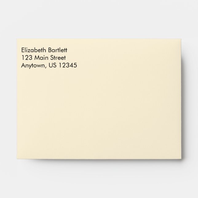 Cream Plain Simple A6 4x6 Return Address Envelopes (Front)
