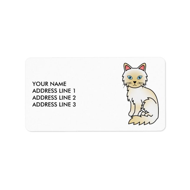 Cream Point Birman / Ragdoll Cat & Custom Text Label (Front)