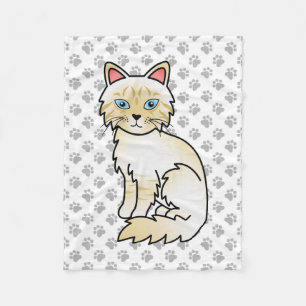 Cream Point Tabby Birman / Ragdoll Cute Cat & Paws Fleece Blanket