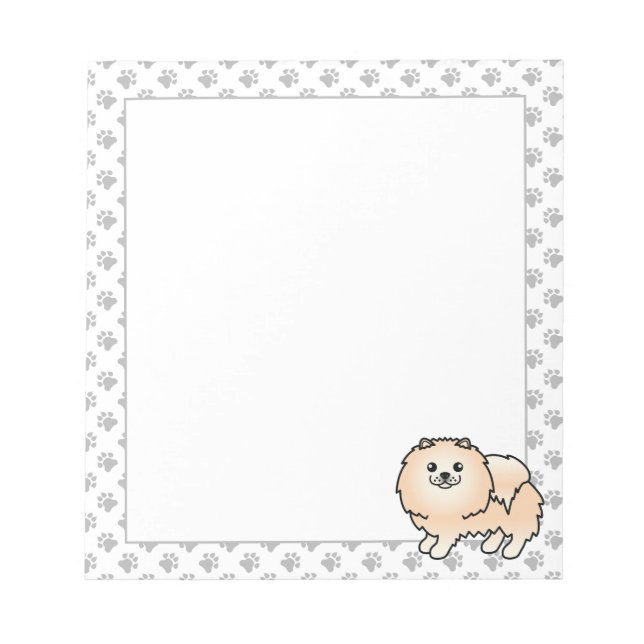 Cream Pomeranian Cute Cartoon Dog Notepad (Front)