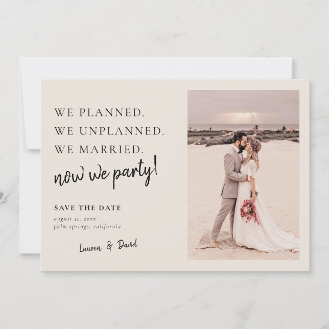 Cream Post Wedding Update Save the Date (Front)