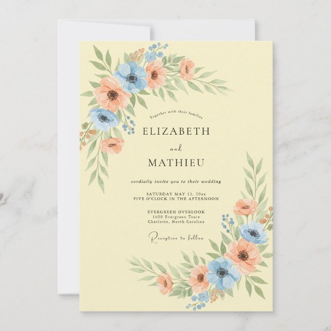 Cream Pristine Spring Wedding Invitation (Front)