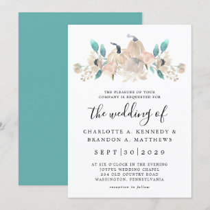 Cream Pumpkin and Eucalyptus Fall Chic  Invitation
