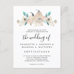 Cream Pumpkin and Eucalyptus Fall Chic  Invitation Postcard