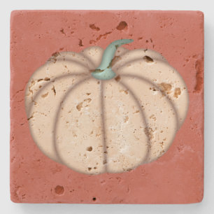 Cream Pumpkin on Dark Orange Stone Coaster