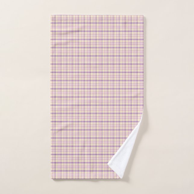 Cream Purple Plaid Classic Pattern Retro (Serviette à main)