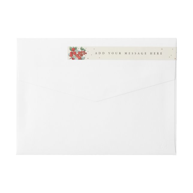 Cream Red Berries+Eucalyptus Christmas Skinny   Wrap Around Label (Back)