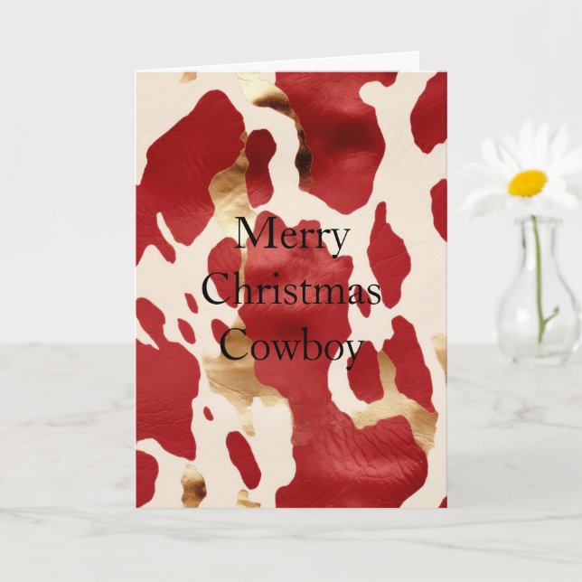 Cream Red Gold Western Cowhide Card (Small Plant)