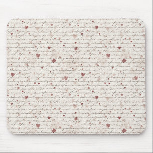 Cream Red Hearts Mouse Pad