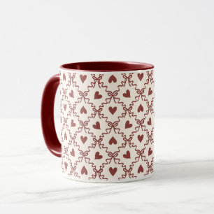 Cream Red Hearts Valentine's Day Love Mug