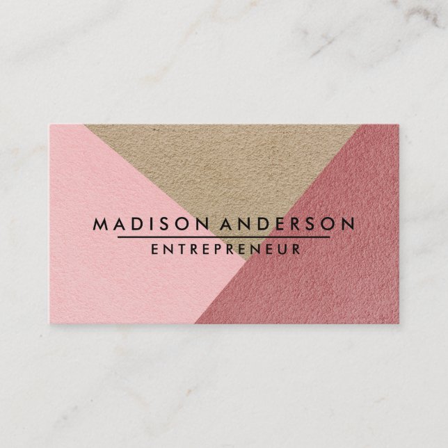 Cream Red & Pink Modern Finance Consultant Business Card (Front)