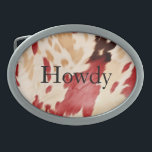 Cream Red Western Cowhide  Belt Buckle<br><div class="desc">Cream Red Black Western Cowgirl Cowboy Southwest Cowhide Christmas or any occasion</div>