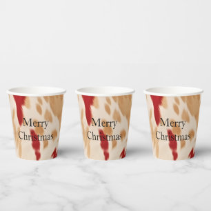 Cream Red Western Cowhide Personalized Name Paper Cups