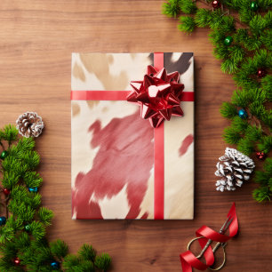 Cream Red Western Cowhide Wrapping Paper