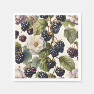 Cream Regal Elegance Blackberry & Blooms Napkin