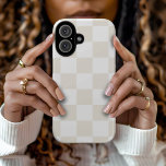 Cream Retro Check iPhone 16 Case<br><div class="desc">Trendy boho chequerboard print phone case in cream and white colours. Use the design tools to add your own monogram,  name or other text,  or change the background colour to create a unique one of a kind device cover.</div>