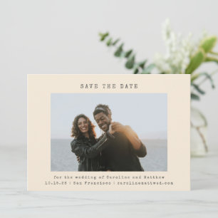 Cream Retro Typewriter Font Wedding Photo Simple  Save The Date